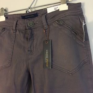 Purple/Gray Denim Jeans - Slim Leg, Pocket Zippers